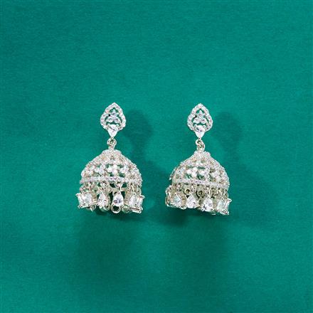 Cz Classic Jhumki With Mehndi 2 Tone Rhodium Plating