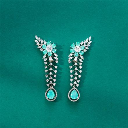 Cz Classic Earring With Rhodium Plating