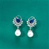 Cz Pearl Earring With Rhodium Plating