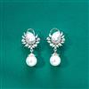Cz Pearl Earring With Rhodium Plating
