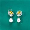 Cz Pearl Earring With Rhodium Plating