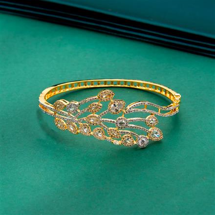 Cz Classic Kada With 2 Tone Rhodium Plating