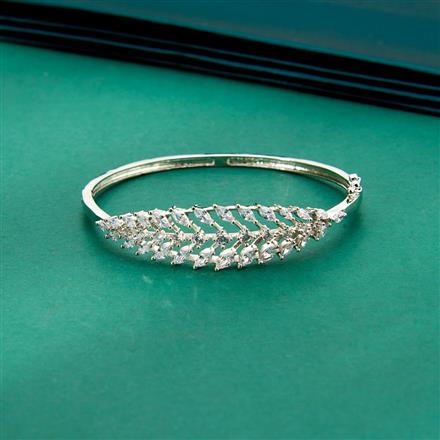 Cz Classic Kada With Mehndi 2 Tone Rhodium Plating