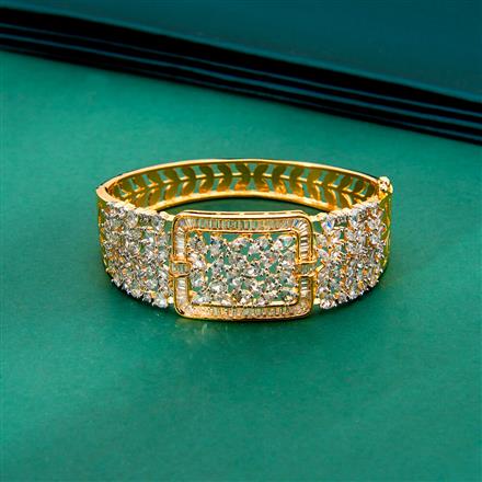 Cz Classic Kada With 2 Tone Rhodium Plating