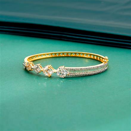 Cz Delicate Kada With 2 Tone Rhodium Plating