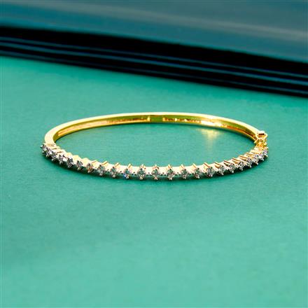 Cubic Zirconia Delicate Kada With 2 Tone Rhodium Plating