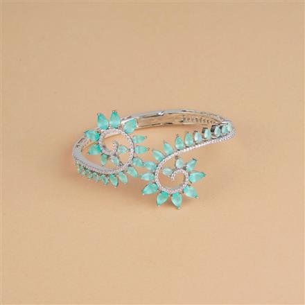 Cubic Zirconia Openable Kada With Rhodium Plating