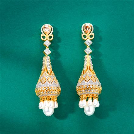 Cz Classic Earring With 2 Tone Plating