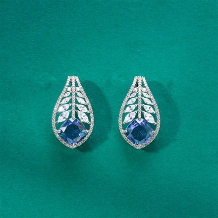 Cz Classic Earring With Rhodium Plating