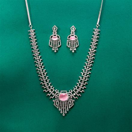 Cz Classic Necklace With Rhodium Plating