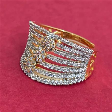 Cz Adjustable Ring With Carat Plating