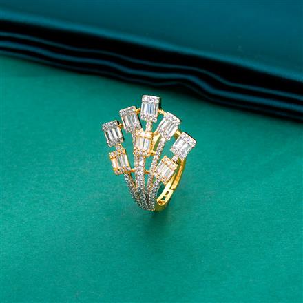 Cz Classic Ring With 2 Tone Rhodium Plating