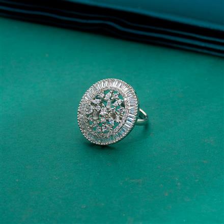 Cz Classic Ring With 2 Tone Rhodium Plating