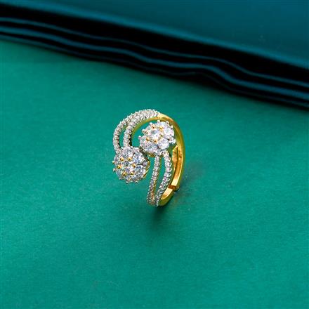 Cz Adjustable Ring With 2 Tone Black Rhodium Plating
