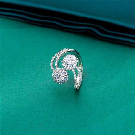 Cz Adjustable Ring With 2 Tone Black Rhodium Plating