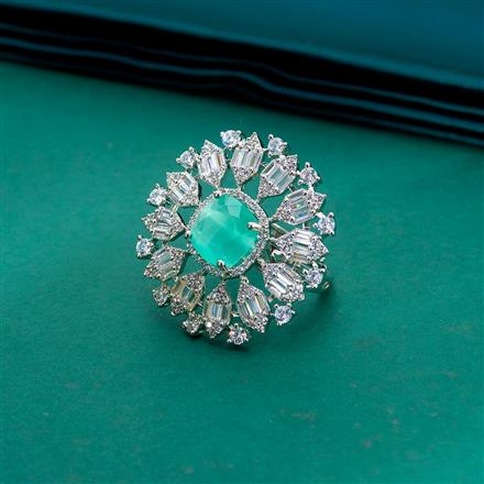 Cz Adjustable Ring With Rhodium Plating