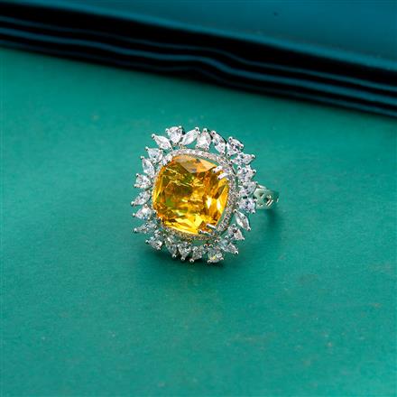 Cz Classic Ring With Rhodium Plating