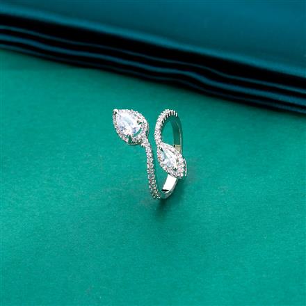 Cz Classic Ring With Rhodium Plating