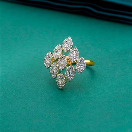 Cz Adjustable Ring With 2 Tone Rhodium Plating