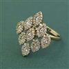 Cubic Zirconia Adjustable Ring With Mehndi Plating 2 Tone Plating Rhodium Plating