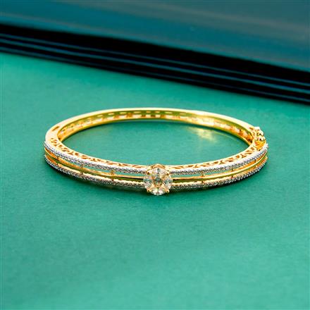 Cubic Zirconia Classic Kada With 2 Tone Rhodium Plating