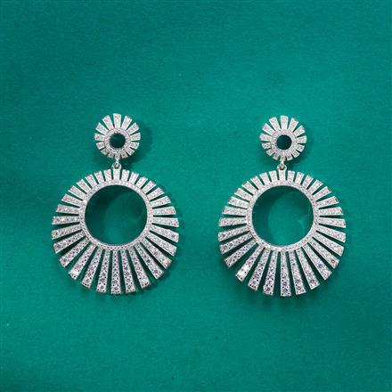 Cz Classic Earring With 2 Tone Rhodium Plating
