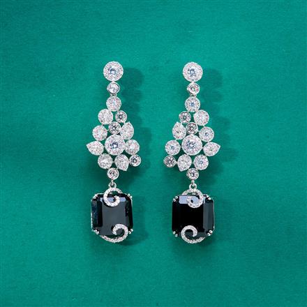 Cz Classic Earring With Rhodium Plating