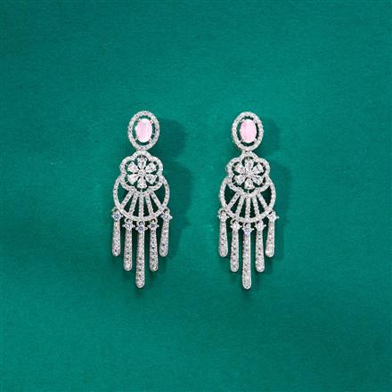 Cz Classic Earring With Rhodium Plating