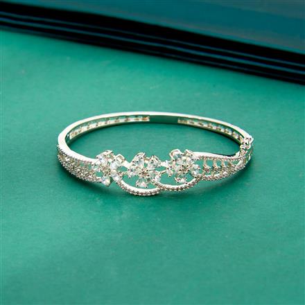 Cz Classic Kada With Rhodium Plating