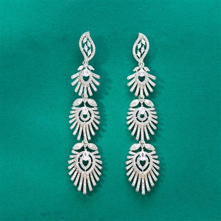 Cubic Zirconia Classic Earring With 2 Tone Rhodium Plating
