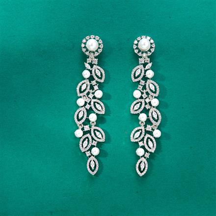 Cubic Zirconia Moti Earring With 2 Tone Rhodium Plating