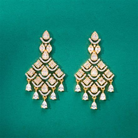 Cubic Zirconia Classic Earring With 2 Tone Rhodium Plating