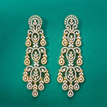 Cubic Zirconia Classic Earring With 2 Tone Rhodium Plating