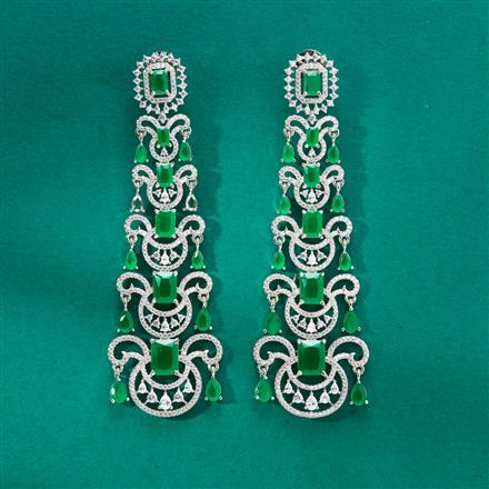 Cz Classic Earring With Rhodium Plating