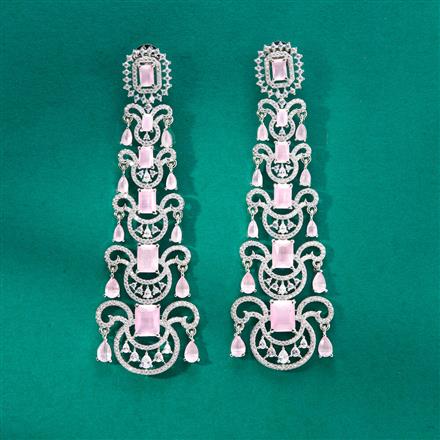 Cz Classic Earring With Rhodium Plating