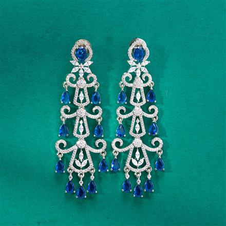Cz Classic Earring With Rhodium Plating