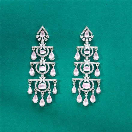 Cz Classic Earring With Rhodium Plating