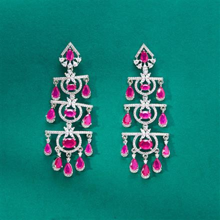 Cz Classic Earring With Rhodium Plating