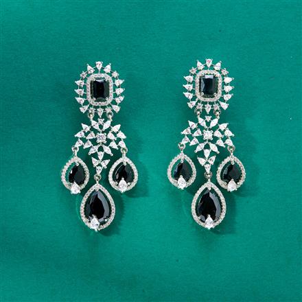 Cz Classic Earring With Rhodium Plating