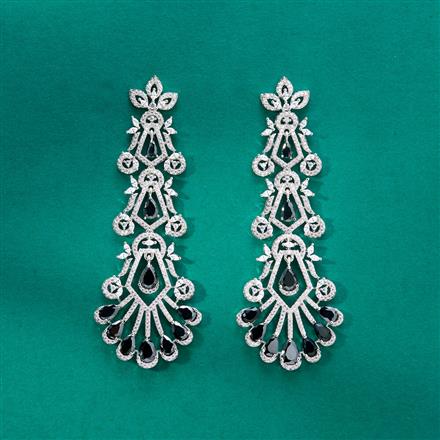 Cz Classic Earring With Rhodium Plating