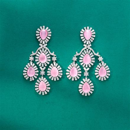 Cz Classic Earring With Rhodium Plating