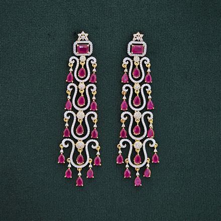 Cz Long Earring With 2 Tone Plating