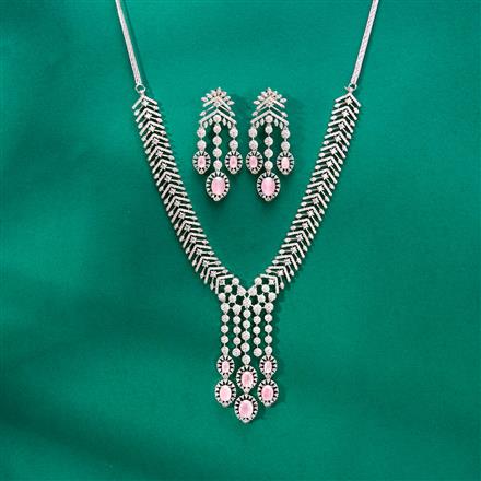 Cz Classic Necklace With Rhodium Plating