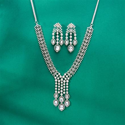 Cz Classic Necklace With Rhodium Plating