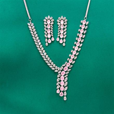 Cz Classic Necklace With Rhodium Plating