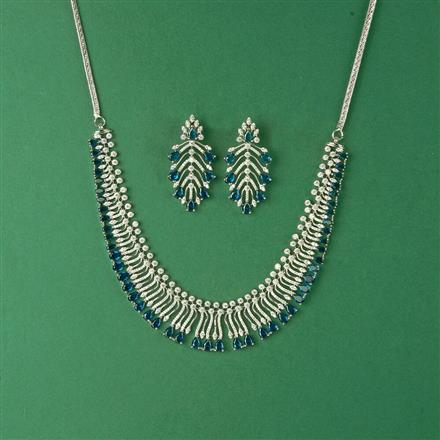 Cubic Zirconia Classic Necklace Set With Rhodium Plating