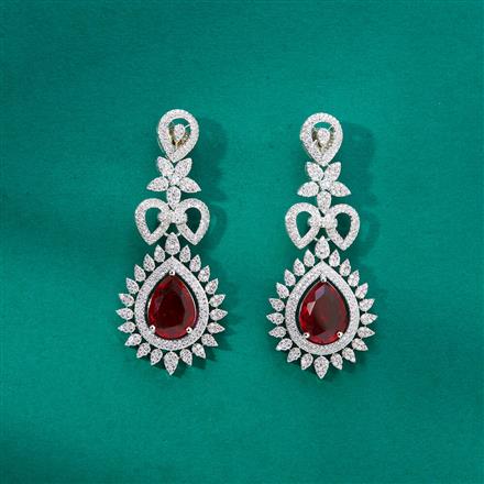 Cz Classic Earring With Rhodium Plating