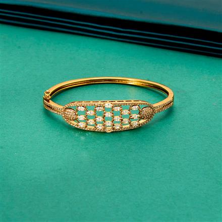 Cubic Zirconia Classic Kada With Mehndi 2 Tone Rhodium Plating
