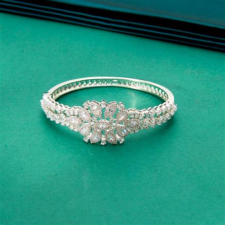 Cubic Zirconia Classic Kada With 2 Tone Rhodium Plating