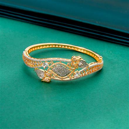 Cubic Zirconia Classic Kada With 2 Tone Rhodium Plating